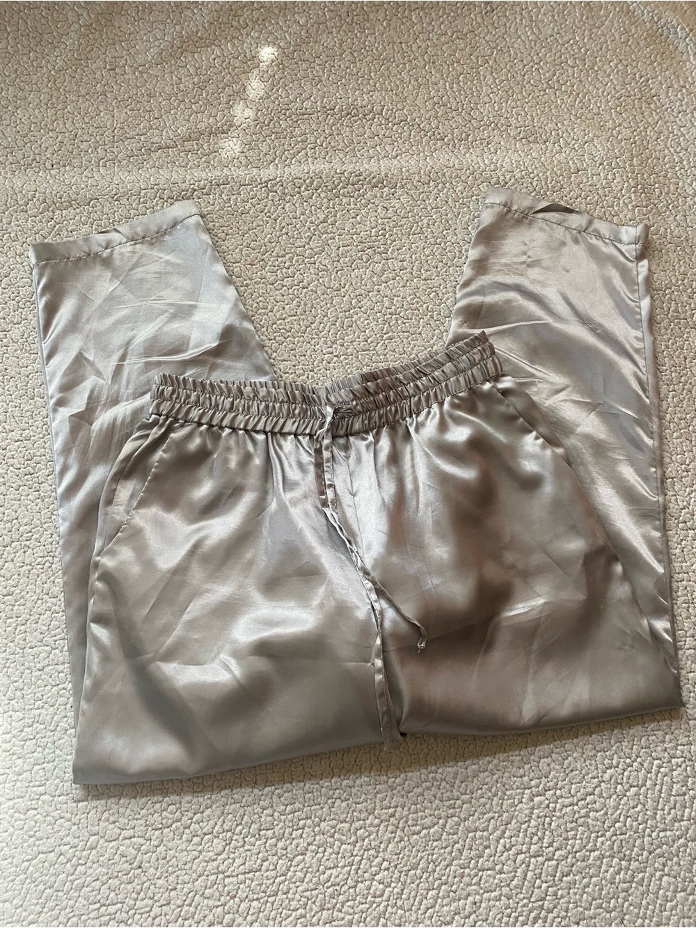 Grey Satin Jogger Pants